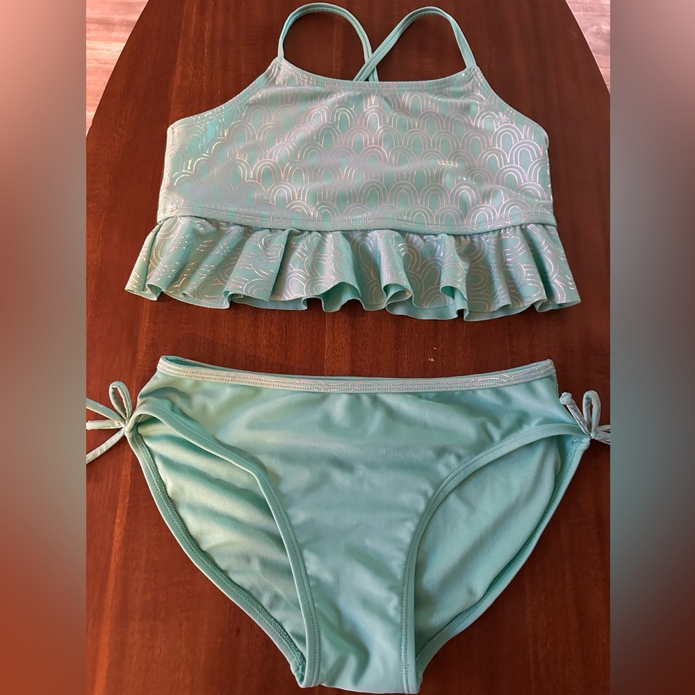 Girls Cat & Jack two piece swim suit size L (10/12)